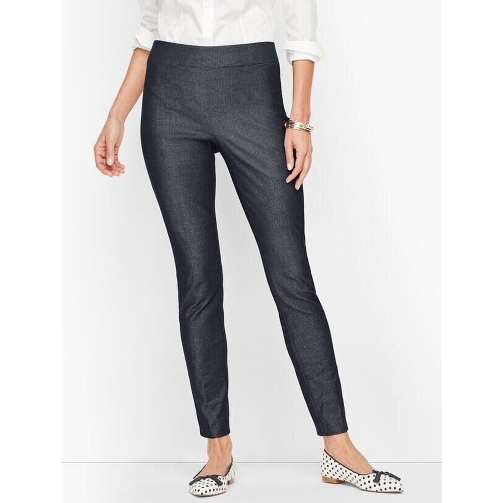 Talbots Size 14 Essex Pull On Pants Polished Denim Skinny Ankle Crop Stretch